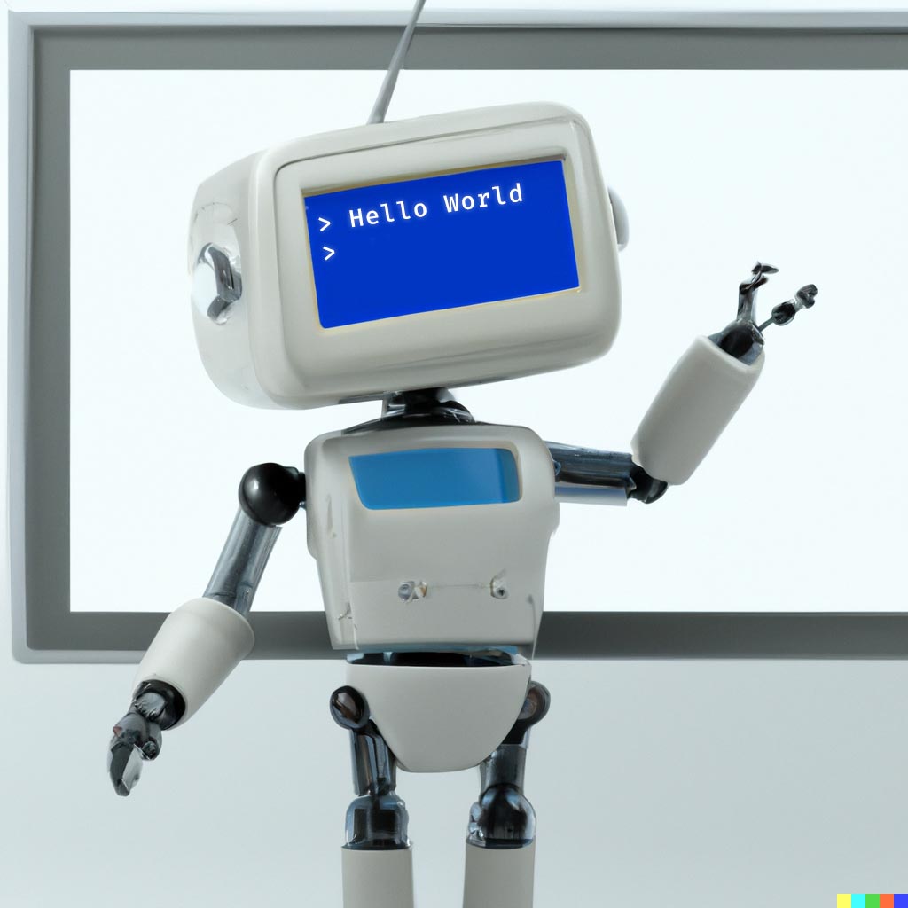 DALL·E prompt: Toy robot with a tv screen showing a data table on the tv screen for a body waving hello, 3d render